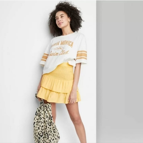 🆕️Ascot & Hart Yellow Stretchy Flutter Tiered Skirt / Top - Picture 1 of 2